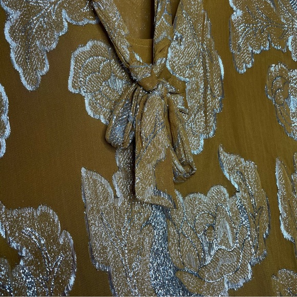 Anthropologie Maeve gold flounce skirt dress petite M - Picture 14 of 14